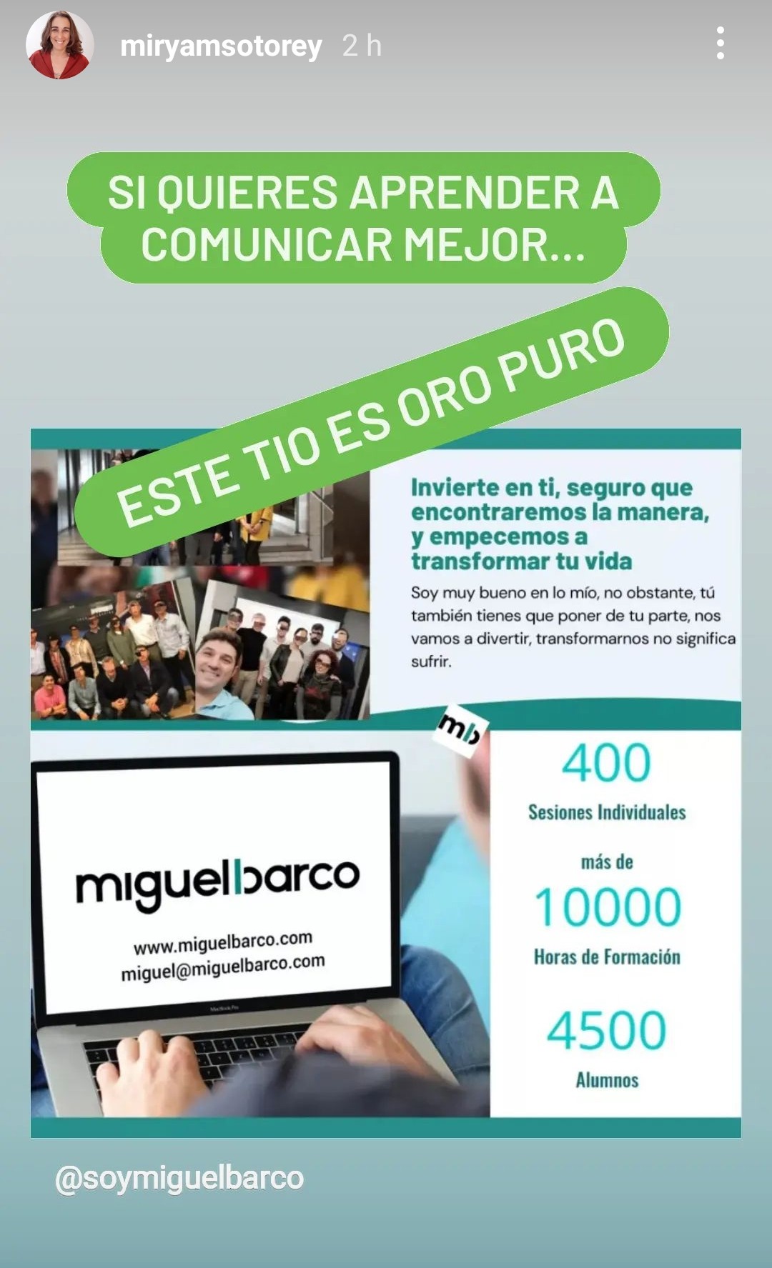 Historia original de Myriam Soto sobre Miguel Barco