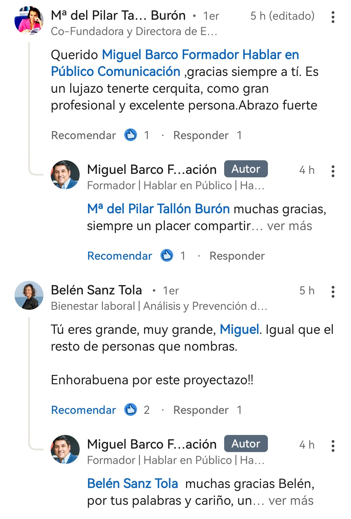 Testimonios originales de Pilar Tallón y Belén Sanz
